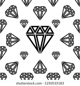 Diamond Icon, Diamond Cut Seamless Pattern Vector Art Illustration