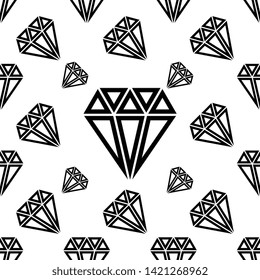 Diamond Icon, Diamond Cut Seamless Pattern Vector Art Illustration
