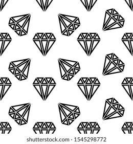 Diamond Icon, Diamond Cut Seamless Pattern Vector Art Illustration