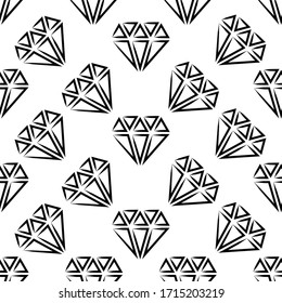 Diamond Icon, Diamond Cut Seamless Pattern Vector Art Illustration