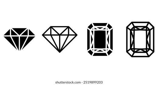 Diamond icon. Diamond cut shape. Gemstone icon set. Diamond logo.