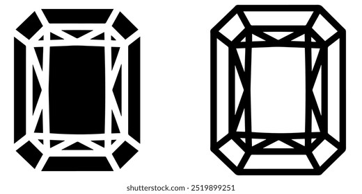 Diamond icon. Diamond cut shape. Gemstone icon set. Diamond logo.