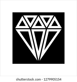 Diamond Icon, Diamond Cut Vector Art Illustration