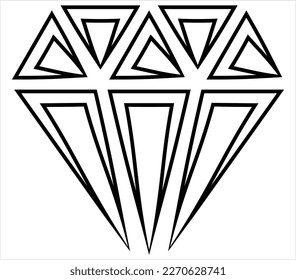 Diamond Icon, Diamond Cut Vector Art Illustration