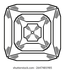 Design de ícone de diamante. Símbolo precioso da gema. Vetor de contorno preto. Ilustração de forma elegante.