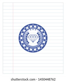 diamond icon draw with pen effect. Blue ink. Vector Illustration. Detailed.