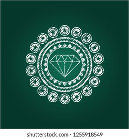 diamond icon drawn chalk emblem, retro style, chalk or chalkboard texture