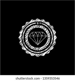 diamond icon drawn chalk emblem, retro style, chalk or chalkboard texture