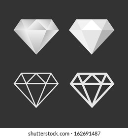 Diamond Icon And Emblem Set. Vector