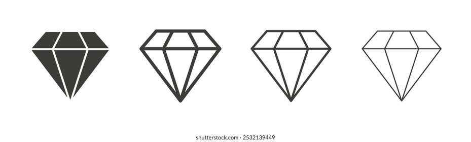 Diamond icon in fill and three stroke sizes