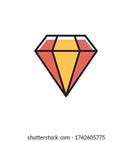 diamond icon filled outline vector. isolated on white background