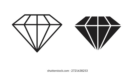 Ícone de diamante em preenchido, linha fina, estilo de traçado para site e aplicativos