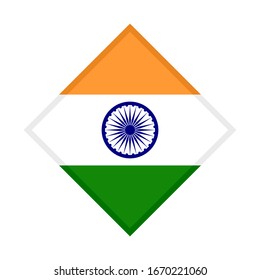diamond icon, flag of india, isolated on white background