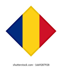 diamond icon, flag of romania, isolated on white background