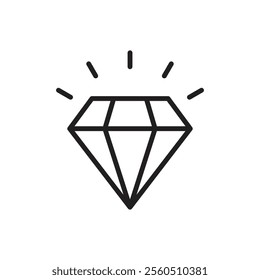 Diamond icon Flat art in black and white isolated