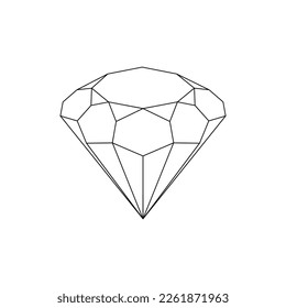 Diamond icon flat black and white. Reward symbol. Success illustration.