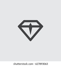 Diamond icon in a flat design in black color. Vector illustration eps10