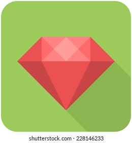 Diamond icon (flat design with long shadows)