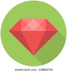 Diamond icon (flat design with long shadows)