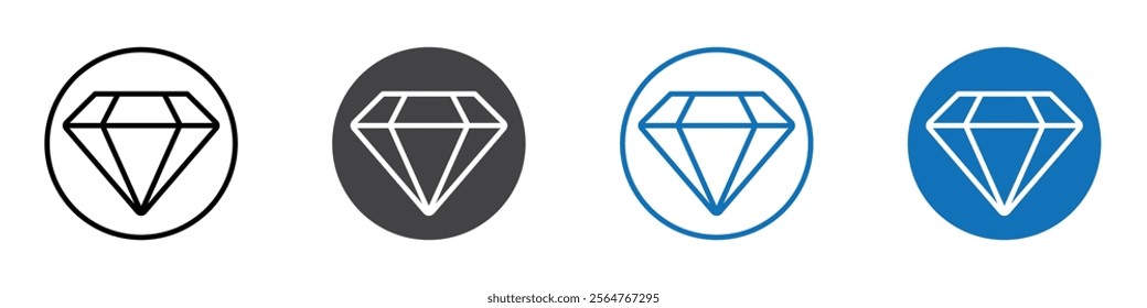 Diamond icon flat editable icon mark set.