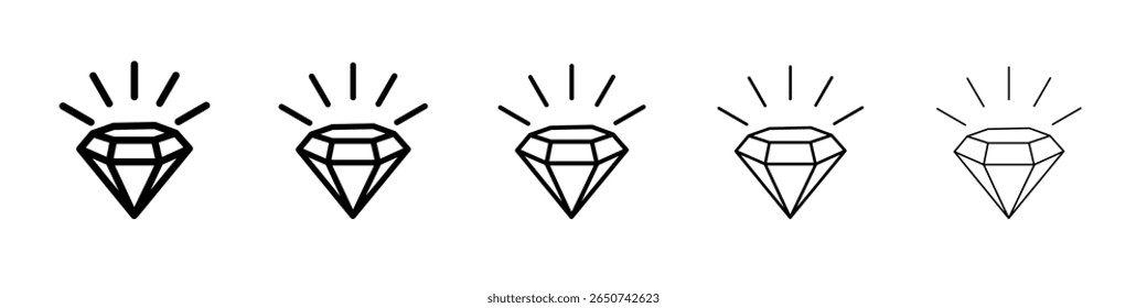 Icono de diamante ilustración plana conjunto logo