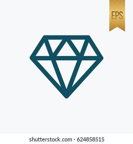 Diamond Icon Flat Isolated Outline Style