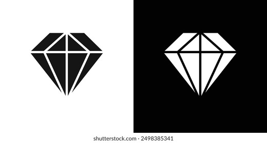 Diamond icon flat line symbol set.