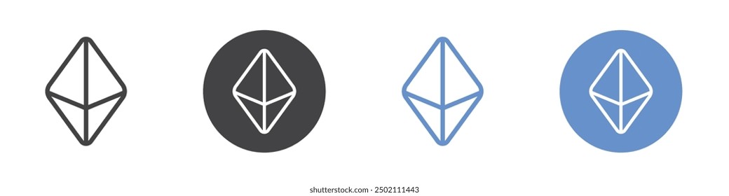 Diamond icon Flat simple outline set
