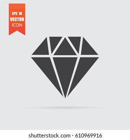 Diamond icon in flat style isolated on grey background. For your design, logo. Vector illustration.