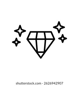 diamond icon, flat style pictogram icon for ui or ux mobile app, vector illustration logo symbol design, isolated on white