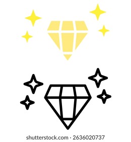 diamond icon, flat style pictogram icon for ui or ux mobile app, vector illustration logo symbol design, isolated on white