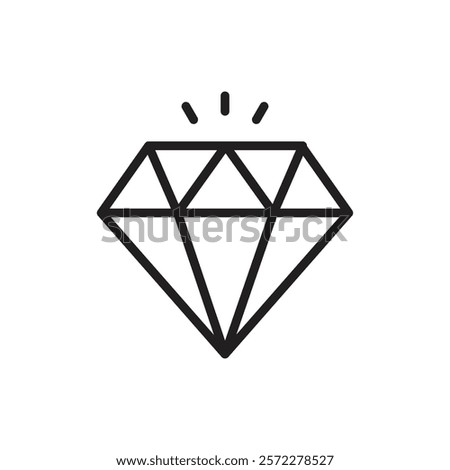 Diamond icon Flat vector set outline