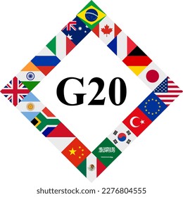 diamond icon of g20 countries flag. vector illustration