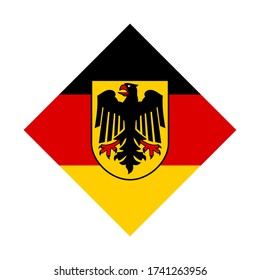 icono del diamante con alemania o bandera de guerra aislada en fondo blanco