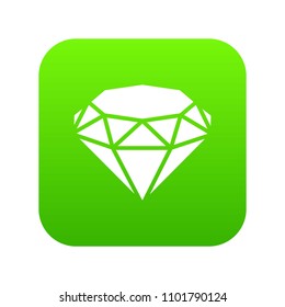 Diamond icon green vector isolated on white background