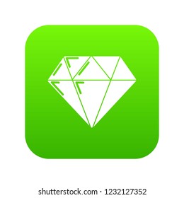 Diamond icon green vector isolated on white background