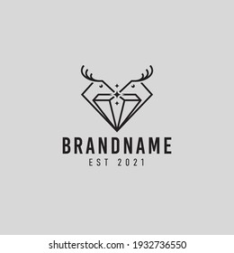 diamond icon with head of deer icon logo design illustration