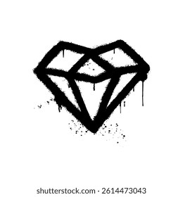 Diamond icon illustration in graffiti style on white background