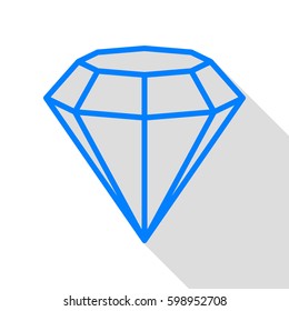 Diamond icon illustration. Vector. Azure icon with flat style shadow path on white background.
