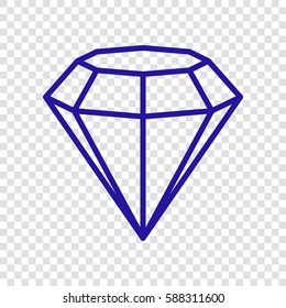 Diamond icon illustration. Vector. Blue icon on transparent background.