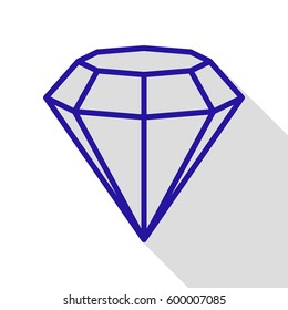 Diamond icon illustration. Vector. Blue icon with flat style shadow path on white background.