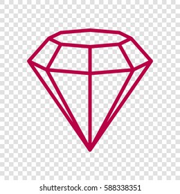 Diamond icon illustration. Vector. Bordo icon on transparent background.