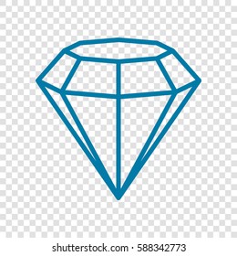 Diamond icon illustration. Vector. Cerulean icon on transparent background.