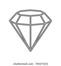 Diamond icon illustration. Vector. Shaded gray icon on white background. Isolated.