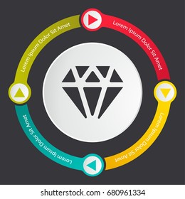 diamond icon, diamond infographics template