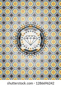 diamond icon inside arabesque badge. arabic decoration.
