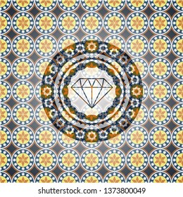diamond icon inside arabesque style emblem. arabic decoration.