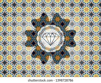 diamond icon inside arabesque style emblem. arabic decoration.