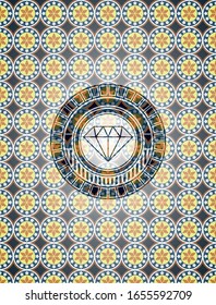 diamond icon inside arabesque style emblem. arabic decoration.