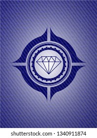 diamond icon inside badge with jean texture